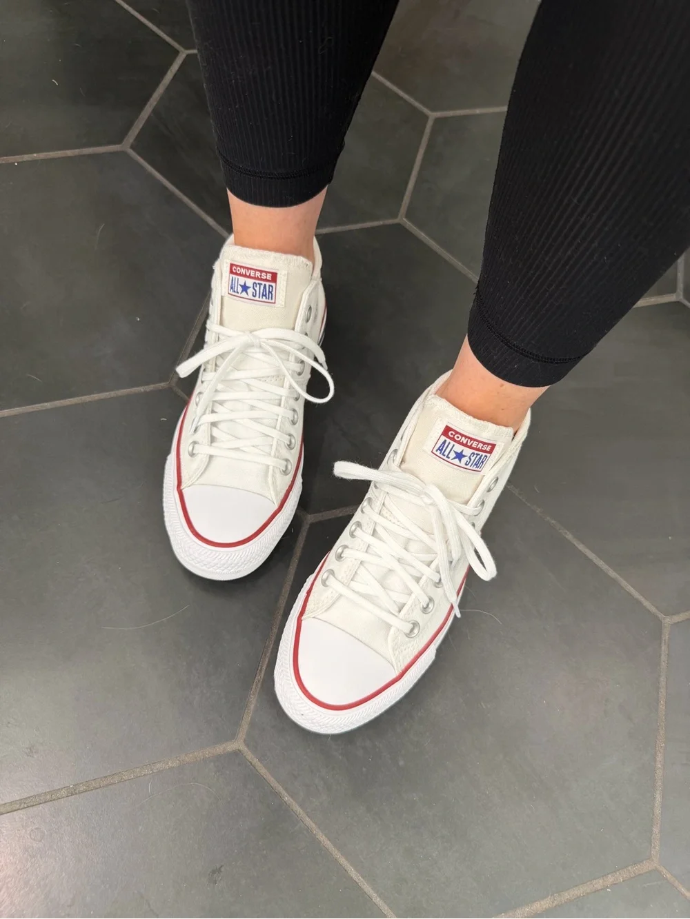 Converse White Low Top Sneakers with Red Accent
